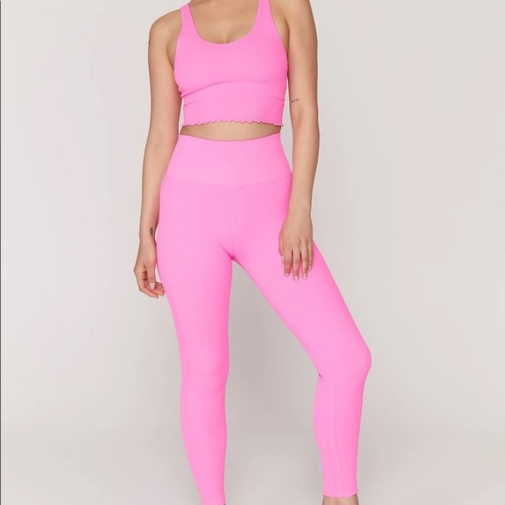 Spiritual Gangster x Pink High waist Ribbed Leggings
